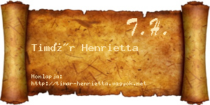 Timár Henrietta névjegykártya